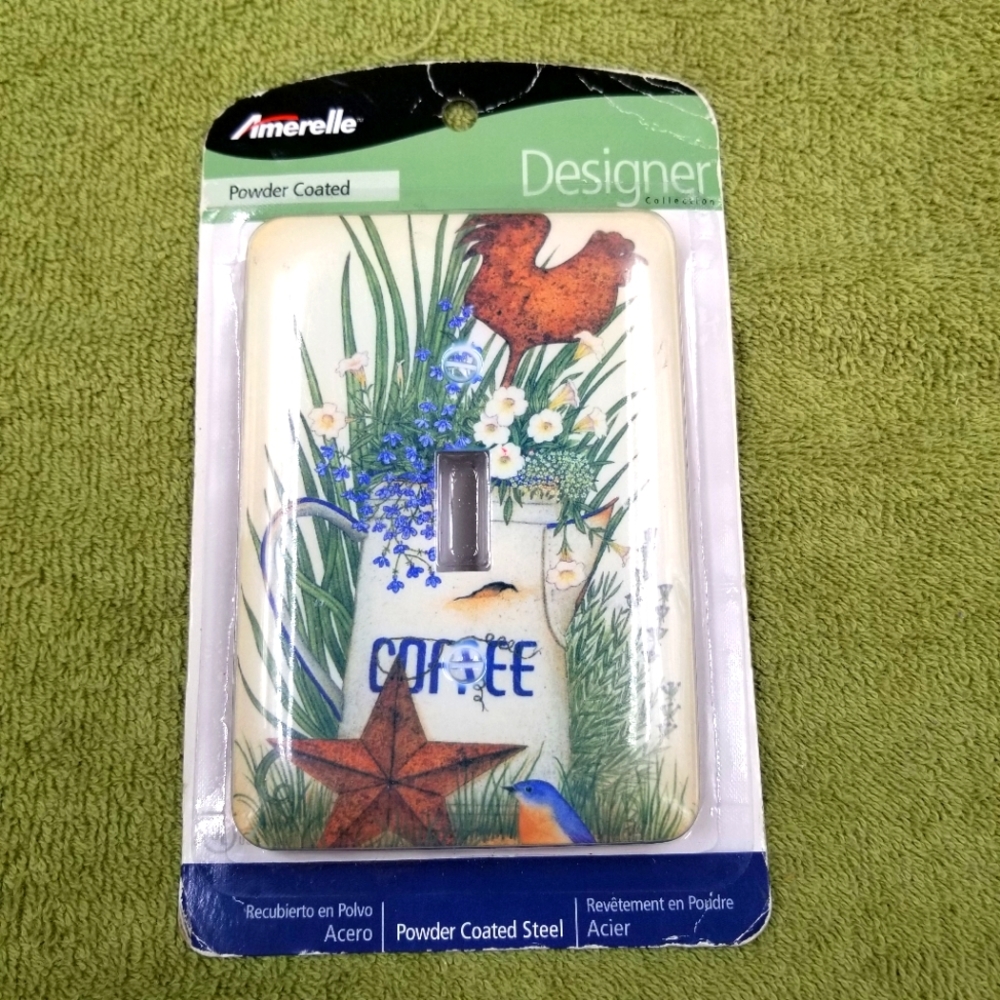 Amerelle Designer New Powder Coated Steel Switch Plate Cover Rooster Flowers